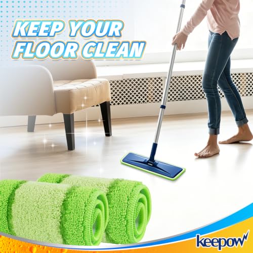 6 Pack Upgraded Spray Mop Refills for Libman Freedom Spray Mop, Washable Microfiber Pad Compatible with BPAWA Flat Floor Mop, Reusable Mop Pads - color: Green, 6 Pack