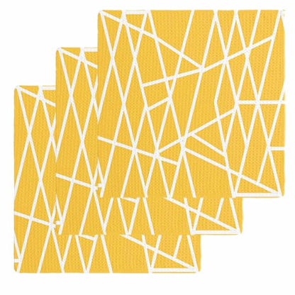 Modern Yellow Dish Towels Set, Waffle Weave Kitchen Towels 3 Pieces, Microfiber Hair Face Bath Tea Towel Absorbent Quick Drying Cleaning Dish Cloths, White Minimalist Geometric Stripes 12"x12" - size: 3PCS,12"x12"
