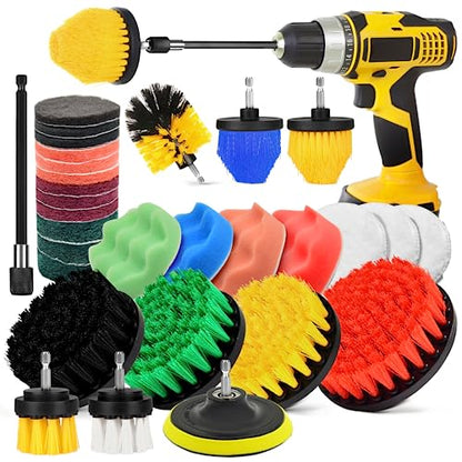 30Pcs Drill Brush Attachment Set,Drill Scrubber Brush Kit Include Scrub Pads, Sponge, Extend Attachment, Drill Cleaning Brush Attachment Set for Bathroom, Tub, Tile, Corner, Floor, Grout, Boat - style: 30pcs
