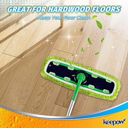 KEEPOW Reusable XL Wet Pads Refills for Swiffer XL Mop Sweeper, X-Large Dry-Sweeping / Wet-Mopping Microfiber Cloths for Surface/Hardwood Floor Cleaning, 2 Pack - size: 2 Pack, Green