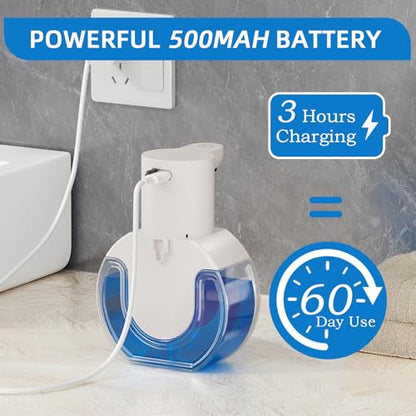 Automatic Soap Dispenser Touchless,Rechargeable Foaming Soap Dispenser,15oz/420ml Smart Hand Soap Dispensers,4-Level Adjustable,Wall Mount for Bathroom Kitchen Dish Soap,Hands-Free - color: White, style: Foam