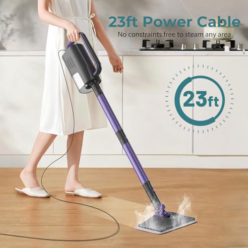 Steam Mop, Steam Cleaner with 400ML Water Tank, 2 Washable Pads, 23FT Power Cable floor steamer, Detachable Steam Mops for sealed Hard Floors, Marble, Stone, Hardwood (Lavender)