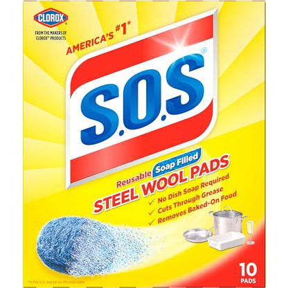 S.O.S-10002 , Steel Wool Soap Pads, 10 Ct - size: 10 Count