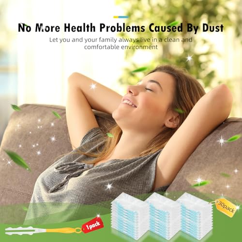 30 Count Duster Refills Compatible with Dusters 180° Handle Dusters, 180° Heavy Duty Multi-Surface Duster Replacement with 1 Standard Handle, Unscented - color: 30 Count