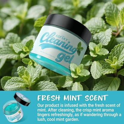 ASFSKY Car Cleaning Gel (Blue,Mint) Cleaning Putty Universal Dust Cleaning Car Interior Cleaner Keyboard Dust Remover Car Slime Gifts for Men Women girl（1 pack） - color: green