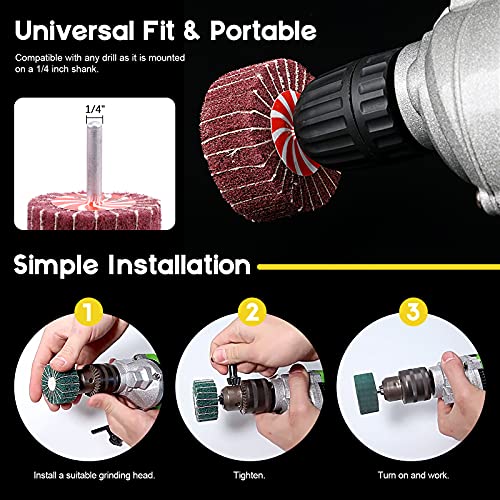 10Pcs Non Woven Abrasive Buffing Pads Wheels Drill Attachment Set, Scouring Pads Wheel with 1/4" Shank, Rotary Buffer Tool Accessories for Polishing Mirror Stainless Steel Copper Aluminum