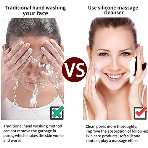 Silicone Face Scrubber for Men Facial Cleansing Brush Silicone Face Wash Brush Manual Waterproof Cleansing Skin Care Face Brushes for Cleansing and Exfoliating (red) - color: Red