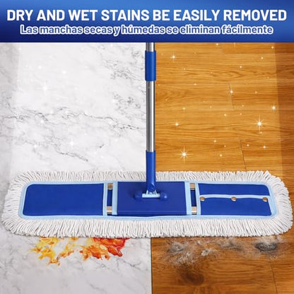 36" Commercial Dust Mop: Dry Dust Broom for Hardwood Floors Cleaning - 2 Mop Pads 59" Long Handle Heavy Duty Frame - Industrial Professional Cleaning Supplies for Hotel Warehouse School Janitor - size: 36 inches Dust Mop