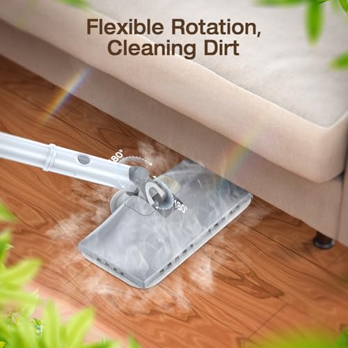 10-in-1 Steam Mop with Detachable Handheld Steamer, Quick 10s Heat-up for Steam Cleaner, 350ml Tank and 2-Level Control for Cleaning Floor, Carpet, Window, BBQ Grill, Tile, Stove, Clothing and Grout - color: Matte White