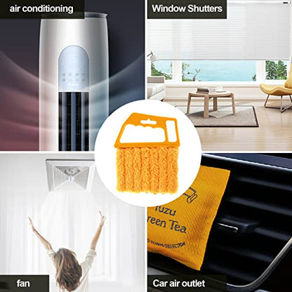 Mwellewm 2Pcs Window Venetian 7 Finger Dusting Cleaner Tool and 1Pc Window Blind Cleaner Duster Brush Hand-Held Window Shutters Venetian Shades Brush for Air Conditioner Duster Dirt - color: Yellow