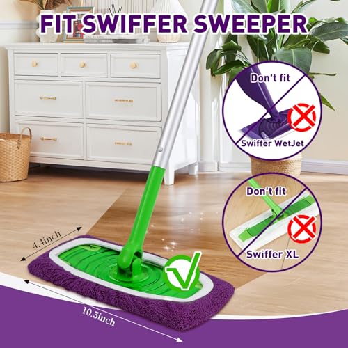 Microfiber Mop Pads,8Pcs Purple Reusable Mop Pads Compatible with Swiffer Sweeper,Dry Flat mop Cover & Washable Wet Pads Refill for Floor Cleaning - color: Purple