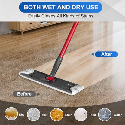 Aifacay Mop Pads for O-Cedar H2prO Flat Mop System, PP Fibers Added Microfiber Mop Replacement Pads for H2prO Flat Mop, 3 Pack Reusable Wet&Dry Mop Refills for Tough Stains Removal - color: Flat Mop Pads-3 Pack