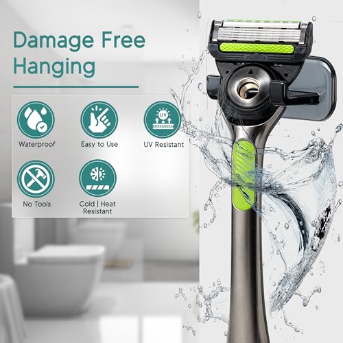 Hook LAB Strong Adhesive Shower Razor Holder, 2-Pack, Removable & Reusable Waterproof Hooks for Bathroom, Kitchen, Towels & Accessories – Black - color: Black - Extra Hold