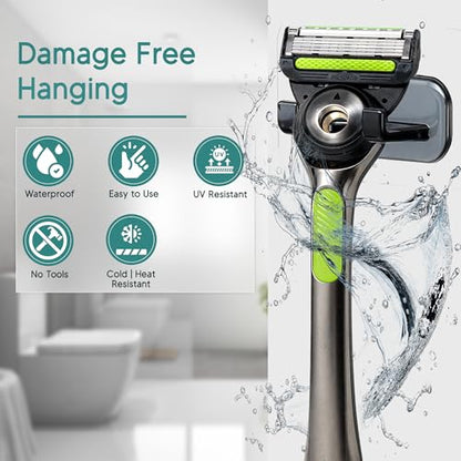 Hook LAB Strong Adhesive Shower Razor Holder, 2-Pack, Removable & Reusable Waterproof Hooks for Bathroom, Kitchen, Towels & Accessories – Black - color: Black - Extra Hold
