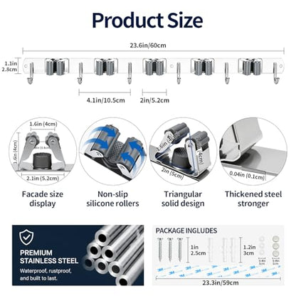 5 Racks and 6 Hooks Mop and Broom Holder Wall Mount, 304 Stainless Steel Broom Hanger Organizer for Home Kitchen Garden Laundry Garage - size: 5 Racks 6 Hooks