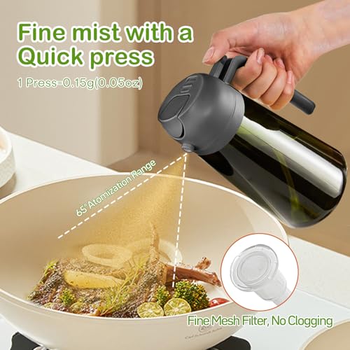 YARRAMATE 16oz/470ml Dark Green Oil Sprayer for Cooking with Stickers, Food-grade Premium 2 in 1 Olive Oil Dispenser Bottle for Kitchen Gadgets, Air Fryer, Salad, Frying, BBQ (Grey) - color: 10_Grey