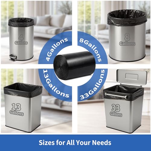 8 Gallon Multipurpose Tear-Resistant Trash Bags,Heavy Duty,Tastless and Black Garbage Bags(100 Count,50x60cm) - size: 1 Count (Pack of 100), style: 8Gallon(100Counts)Black