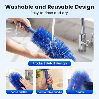 Fan Cleaning Brush, Bendable Cobweb Duster Cobweb Duster, 2026 New Microfiber Head Dusting Brush, Washable ldeal for Electric Fans Air Conditioning, Home Car Vents, Curtain (Blue) - color: Blue