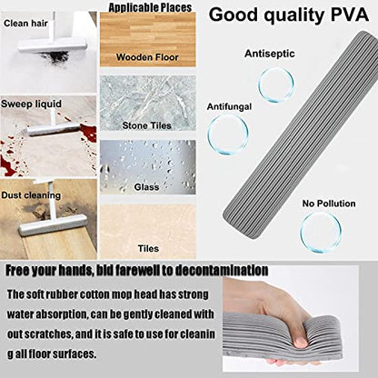 GeRRiT Mop, Home PVA Sponge Mop,Easy Squeeze mop,Floor mop, mops for Floor Cleaning,Hardwood Floor mop, Mighty Thirsty mop, Super Absorbent, White, QA-1198