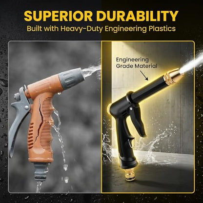 High Pressure Hose Nozzle, Adjustable Water Spray Gun with 4 Spray Modes, Metal Garden Hose Sprayer for Car Wash, Plants Watering, Patio & Outdoor Cleaning (1, Washer Gun + 3 Connectors + Foam Cannon)