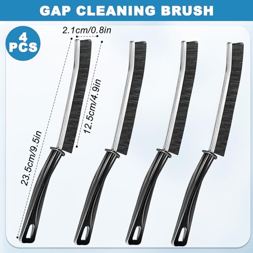 Crevice Cleaning Brush 4 Set-Narrow Gap Cleaning Brushes for Window, Bathroom, Kitchen, and Small Room, Hard-to-Reach Areas (Black) - color: Black