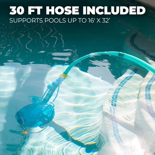 XtremepowerUS Automatic Pool Cleaner Sweeper Vacuum Pool Cleaner Sweep High Flow Side Suction Wall Climb In-Ground/Above Ground Swimming Pool with Hose Suction Set (Blue) - color: Blue