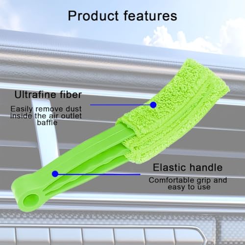 3PCS Mini Duster for Car Air Vent, Automotive Air Conditioner Cleaner and Brush, Vehicle Blind Dust Cleaning Tool for Keyboard, Window, Shutter, Universal for SUV, Truck, RV（Green） - color: Green