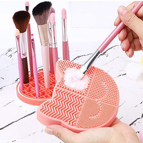 Silicon Makeup Brush Cleaner Mat with Portable Cat Shaped Cosmetic Brush Cleaner Pad - Pink - color: New Pink