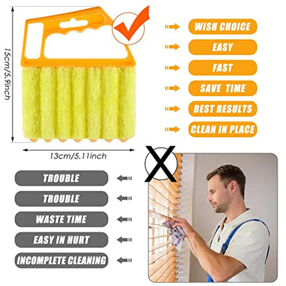 Geiserailie 2 Pcs Window Venetian Blind Cleaner Duster Tool Washable 7 Fingers Dusting Cleaner and Air Vent Shutter Brush Blinds Air Conditioner Fan Duster Dirt Housekeeping Tool (2 Color) - color: 2 Color