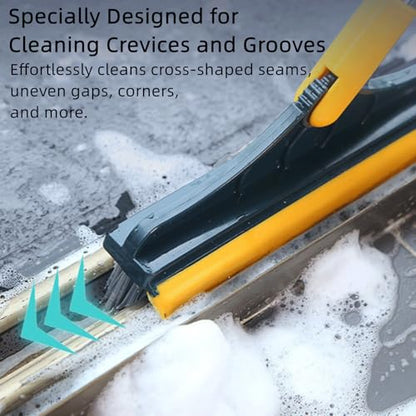 Yuguz Floor Scrub Brush, Deep Cleaning Brush with Scraper, Stand up Grout Brush, Grout Cleaning Brush for Tile Floors, Grout Brush with Long Handle, Scrub Brush with Stiff Bristles(39.37in) (White) - color: White