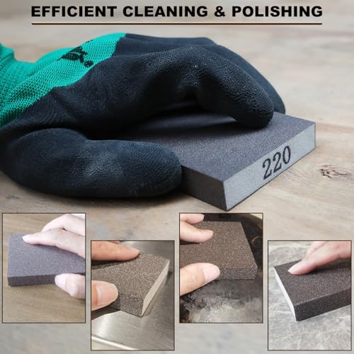 8 Pack Hand Sanding Sponge Set -120 220 320 400 Grit- Coarse Medium Fine Grit Sanding Block, Sander Sponges for Wood-Working Drywall Metal, Washable and Reusable Sponge for Rust Removal Polishing - size: 8 Pack