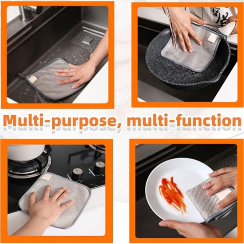 Multifunctional Non-Scratch Wire Dishcloth,2025 New Steel Wire Dish Towel for Wet and Dry Wire Dishcloth for Dishes Sinks Counters Tops of Stoves(5pcs)