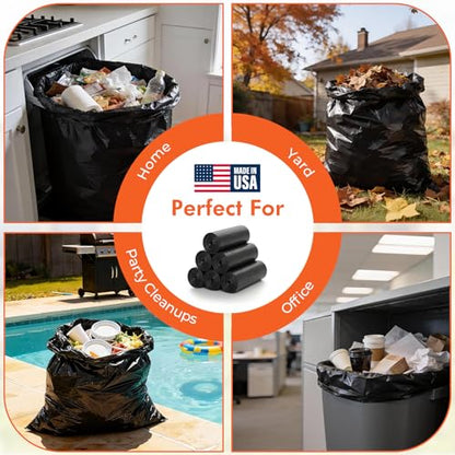 Delxo 40-45 Gallon Trash Bags, 125 Count, 40×48'' Large Black Garbage Bags – Light-to-Medium Duty Star-Seal Can Liners for Home, Kitchen, Yard & Office – Bulk Value Pack, Made in USA - color: 45Gal-125Ct(Black)