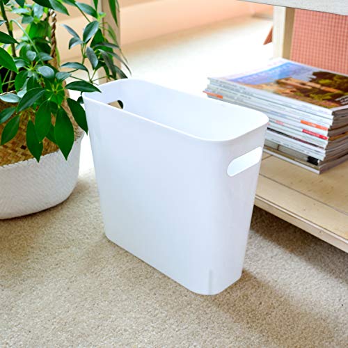 Youngever 1.5 Gallon Slim Trash Can, Plastic Garbage Container Bin, Small Trash Bin with Handles for Home Office, Living Room, Study Room, Kitchen, Bathroom (1 Pack White) - color: White