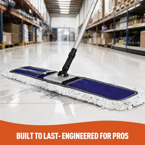 CLEANHOME 36” Dust Mops for Floor Cleaning Heavy Duty Hotel Company Household Cleaning Supplies for Hardwood, Tiles, Marble (Blue) - color: Blue