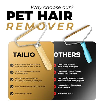 Pet Hair Remover - Multi Fabric Edge Carpet Rake Scraper with Rust-Resistant Copper Blade - Cat and Dog Hair Remover for Couch, Rugs, Car & Furniture (1)