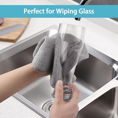 HOMEXCEL Grey Microfiber Cleaning Cloth 100 Pack, Microfiber Towel for Cars, Lint Free, Scratch-Free, Highly Absorbent, and Cleaning Rags for House, Window and Glass, Cars, TV Screen 11.5 X11.5 inch - color: Grey