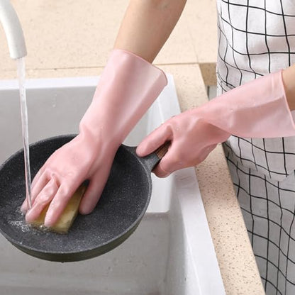 3 Pairs Household Gloves, Cotton Liner Non-Slip Grip Water Resistant for Kitchen Bathroom