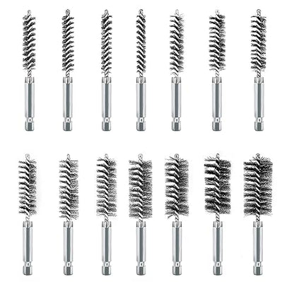 ASNOMY 14Pcs Stainless Steel Bore Brush for Drill,5/16"-1" Metal Bristles Wire Brush Bore Cleaning Brush Set for Power Drill Cleaning, Abrasive Wire Brush with 1/4" Hex Shank - style: 14Pcs 5/16''-1'' Inch Bore Brush
