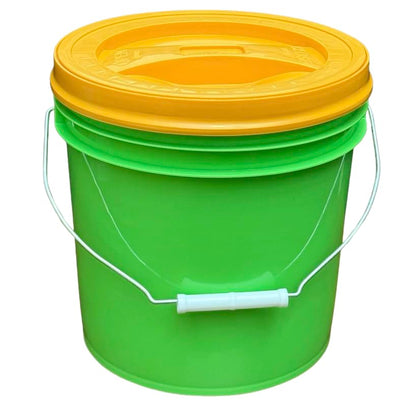 House Naturals 2 Gallon Food Grade - BPA Free Made in USA Buckets Lime Color pails with Screw On Gasket Lids (1, Lime - Orange lids) - color: Lime - Orange Lids