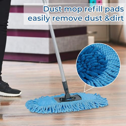 2 Pack Dust Mop Replacement Head for Floor Duster Compatible with O-Cedar Hardwood Floor 'N Baseboard Dust Mop - color: 2 Mop Heads Blue