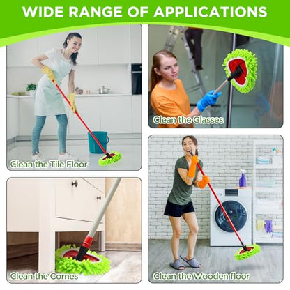 Baderke 3 Pack Mop Heads Replacements Compatible with 1 Tank System Duster Replacement Heads Spin Mop Refill Pads Reusable Dust Refills for Floor Cleaning (Green) - color: Green