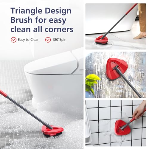 2 Pack 1-Tank Spin Mop Scrub Brush Head Replacement for O Ceda EasyWring 1-Tank System(Red), Hard Bristle Scrubber Brush for Floor Cleaning Accessories (Not Fit for RinseClean 2-Tank)