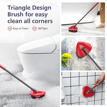 2 Pack 1-Tank Spin Mop Scrub Brush Head Replacement for O Ceda EasyWring 1-Tank System(Red), Hard Bristle Scrubber Brush for Floor Cleaning Accessories (Not Fit for RinseClean 2-Tank)