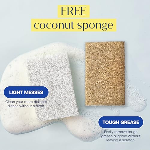 Fab Tab Viscose Made from Bamboo Cleaning Cloths Ultra Absorbent, Reusable Kitchen Cloths, Quick Drying, Non-Scratch, Includes Coconut Sponge, Multicolor, 7-Pack - size: Large