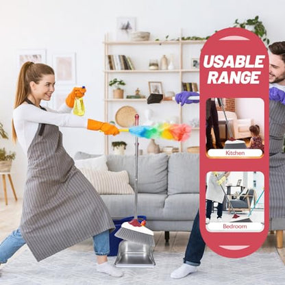 Healifty 1set Broom and Dustpan Handle for Easy Cleaning Home Office and Kitchen Soft Bristles for Efficient Dust Collection and Versatile Use - color: Color15