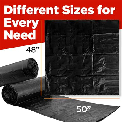 ToughBag 65 Gallon Commercial Trash Bags, 50x48” Black Outdoor Garbage Bags, Heavy Duty (50 Count) – For Custodians, Landscapers, and Contractors, Made in USA