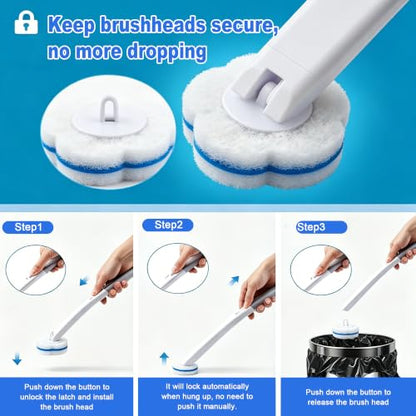 Disposable Toilet Brush and Holder, 2-Piece Wall Mounted Cleaning System with 80 Refills, for Bathroom, Sink and Bathtub