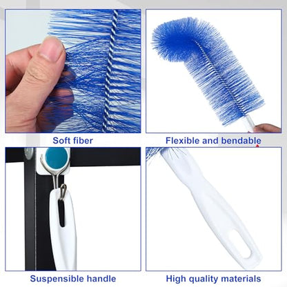 Fan Cleaner Brush Bendable Fans Duster Reusable Dust Remover Plastic Dust Cleaner Flexible Microfiber Head Ceiling Brush for Fans Air Conditioning Home Car Vents Curtain Box Fan Shutters, 3 Pcs