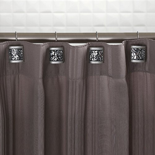 Creative Scents Crackled Glass Silver Shower Curtain Hooks Decorative | Set of 12 Shower Curtain Rings for Bathroom Shower Rod - Silver Bathroom Accessories Decor - style: Shower Curtain Hooks